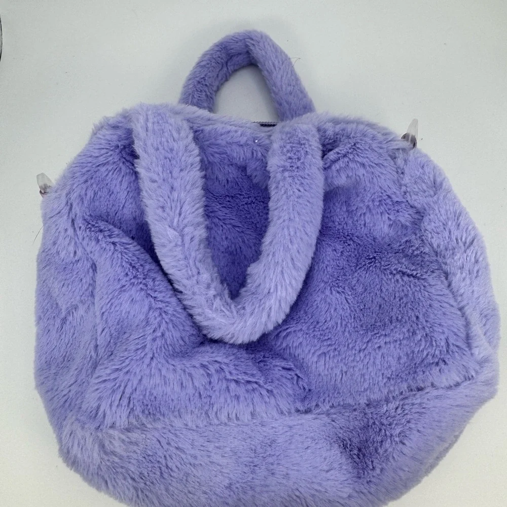 Sanrio Fuzzy Kuromi Mini Handbag Purple with Fuzzy Ears NO STRAP!6 Inch